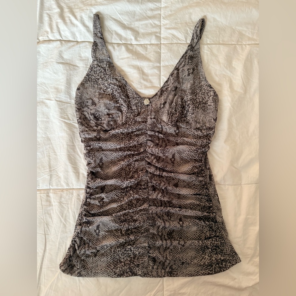 Express Gray Lace Chemise with Spaghetti Straps